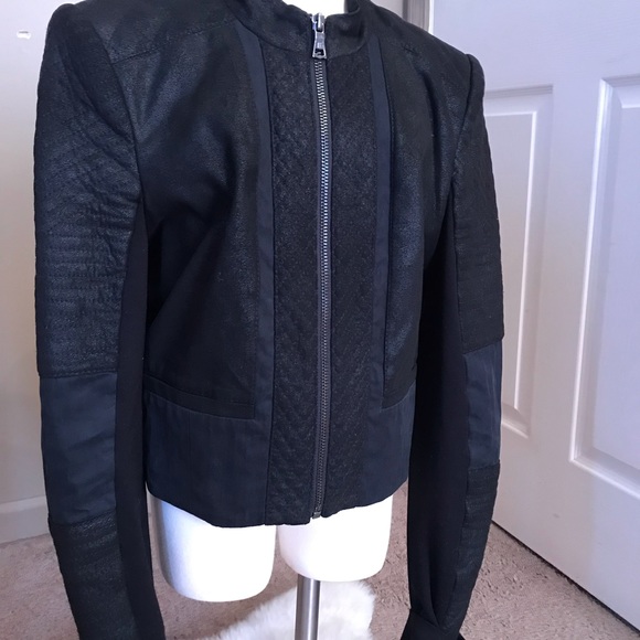BCBG Maxazria Joshua Moto crop jacket black XS - Picture 3 of 6